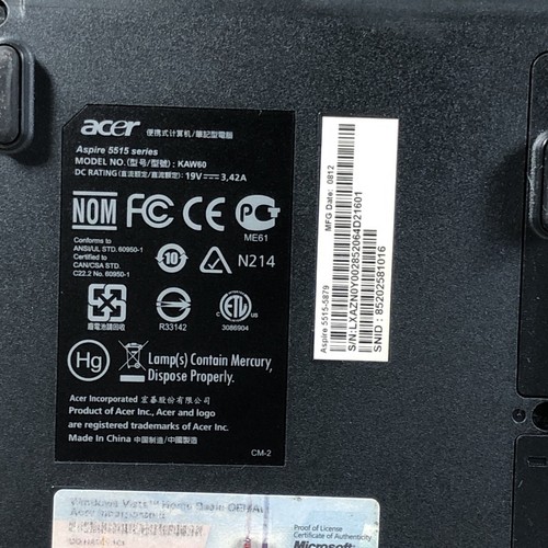 Acer Aspire 5515 15.4" Laptop (AMD Athlon 2650e 1.6GHz, 3GB/80GB, Windows - Picture 10 of 12