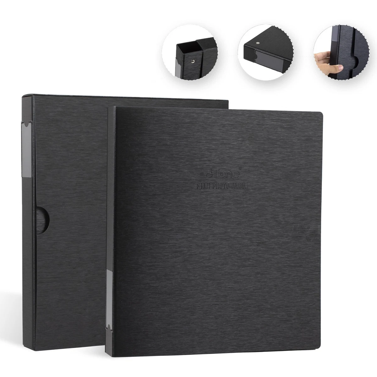 Album Fotografico Scrapbooking 21,5x15 Cm – 80 Pagine Nere, 108 Angoli Adesivi