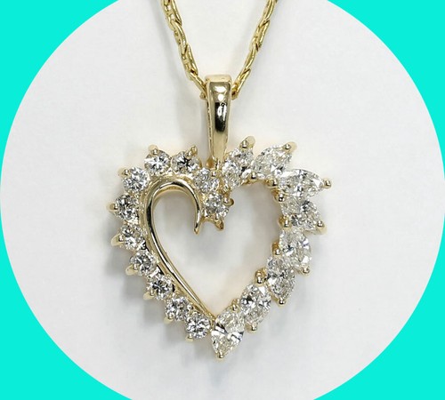 1.10CT! Diamond heart pendant necklace 
