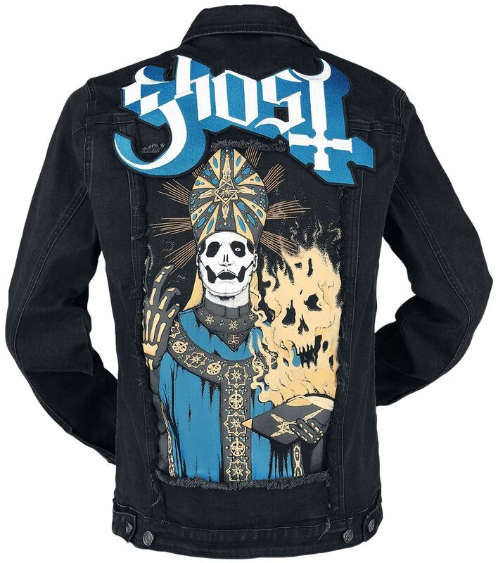 Ghost Jacket Progressive Rock Band Denim Men's Black Jean Jacket