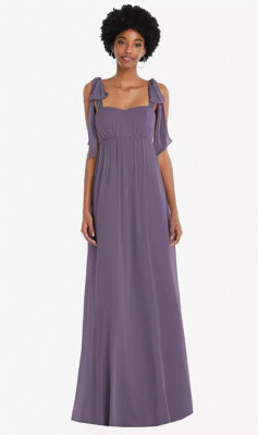 After Six 1564..Convertible Tie-Shoulder Empire Waist Maxi Dress...Lavender..XL