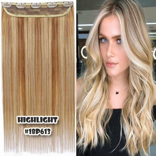 Brazilian 100% Remy Human Hair Extensions One Piece Piece Weft Half Head THICK - Picture 42 of 73