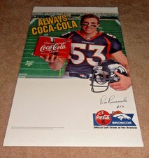 VINTAGE & RARE 1998 BILL ROMANOWSKI DENVER BRONCOS COCA-COLA DISPLAY OLD POSTER