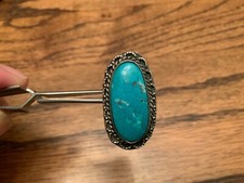 Vintage Native American NAVAJO Sterling Silver  Turquoise Ring - Sz.4  1694
