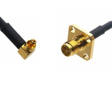 MC Male Right Angle to RP-SMA Female Flange RF 0.5 15FT Cable For Antenna Radio