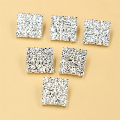 Pb 10 un Diamante Perla Botones De Cristal Facetado Diamante Plata Rhinestone