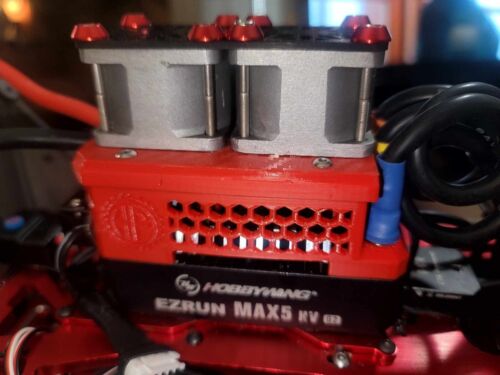 RC HIGH SPEED DUAL ALUMINUM COOLING FAN MAX 5 G2 HOBBYWING MAX5 XRT ARRMA XMAXX - Picture 3 of 5