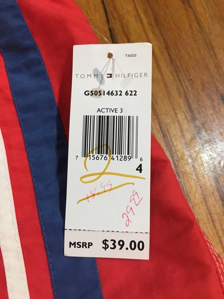 NWT Tommy Hilfiger Swim Shorts Trunks Red Shorts Boys Kids Size 4 Fits 30W New - Image 2 of 4