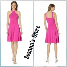 NWT Bebe SIZE M Halter Fit and Flare Dress Super cool and sexy style!!! $89