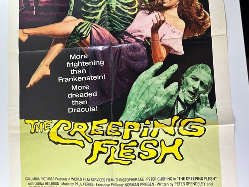 vtg 1972 Creeping Flesh Horror Poster Christopher Lee Peter Cushing Hammer - Picture 5 of 15