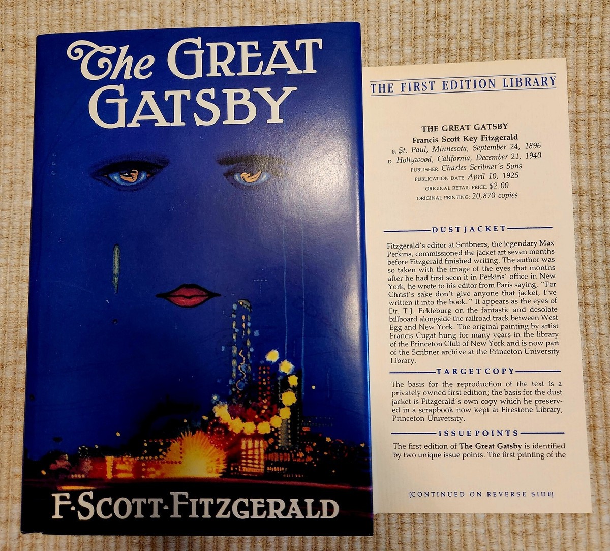 フィッツジェラルド THE GREAT GATSBY 直筆原稿ファクシミリ フィッツ