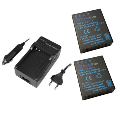 3in1 Set: 2x Akku + Ladegerät + KFZ-Kabel für Olympus BLH-1 OM-D E-M1X