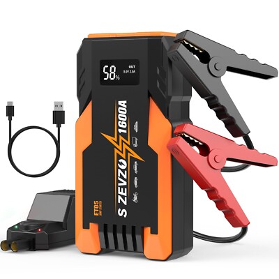 S ZEVZO ET05 Jump Starter 1600A Portable Car Jump Starter Battery