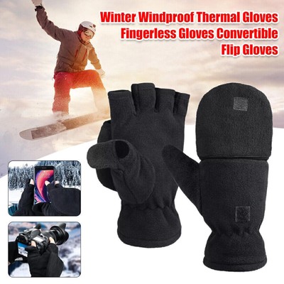Fleece Handschuhe mit Thinsulate, Klappe und Strickbund Handschuh