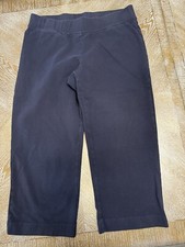 Lands  End Navy Blue Pull On Cropped Pants Elastic Waist36  Inseam 24  LT 14/16 