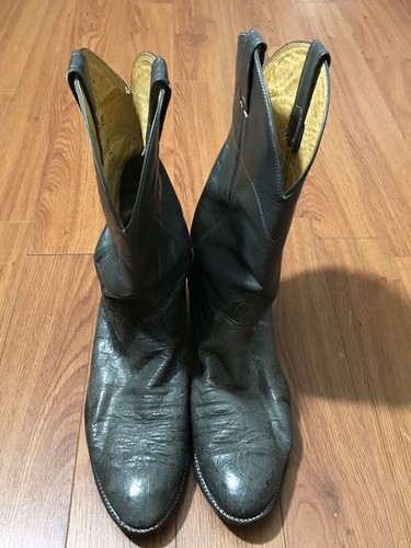 Nocona Gray Leather 10.5 B Men's Western Boots #17740 - Picture 2 of 12