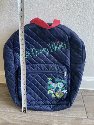Disney Parks exclusive blue quilted embroidered Minnie Mickey backpack EUC HTF Disney Parks exclusive blue quilted embroidered Minnie  main image 2