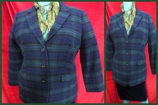 Talbots Green Blue Check 40% Wool Jacket Size 16  &  Eastex Blue Pencil Skirt