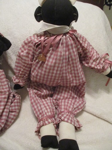 Handcrafted Stuffed Plush Cows~Gingham Clothing~Male & Female~1990's - Picture 9 of 12