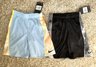 NWT NIKE Lot of 2 Boys' Nike Dri-FIT Basketball Shorts, Black & Blue, Sz XS(6-7)