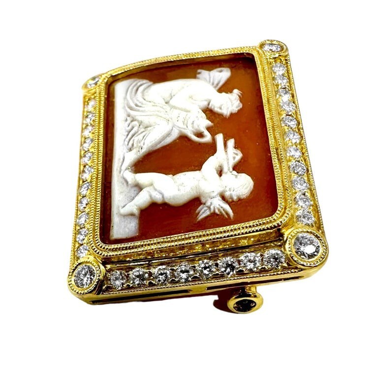 Cupid & Psyche Rectangular Shape Cameo Brooch in … - image 2