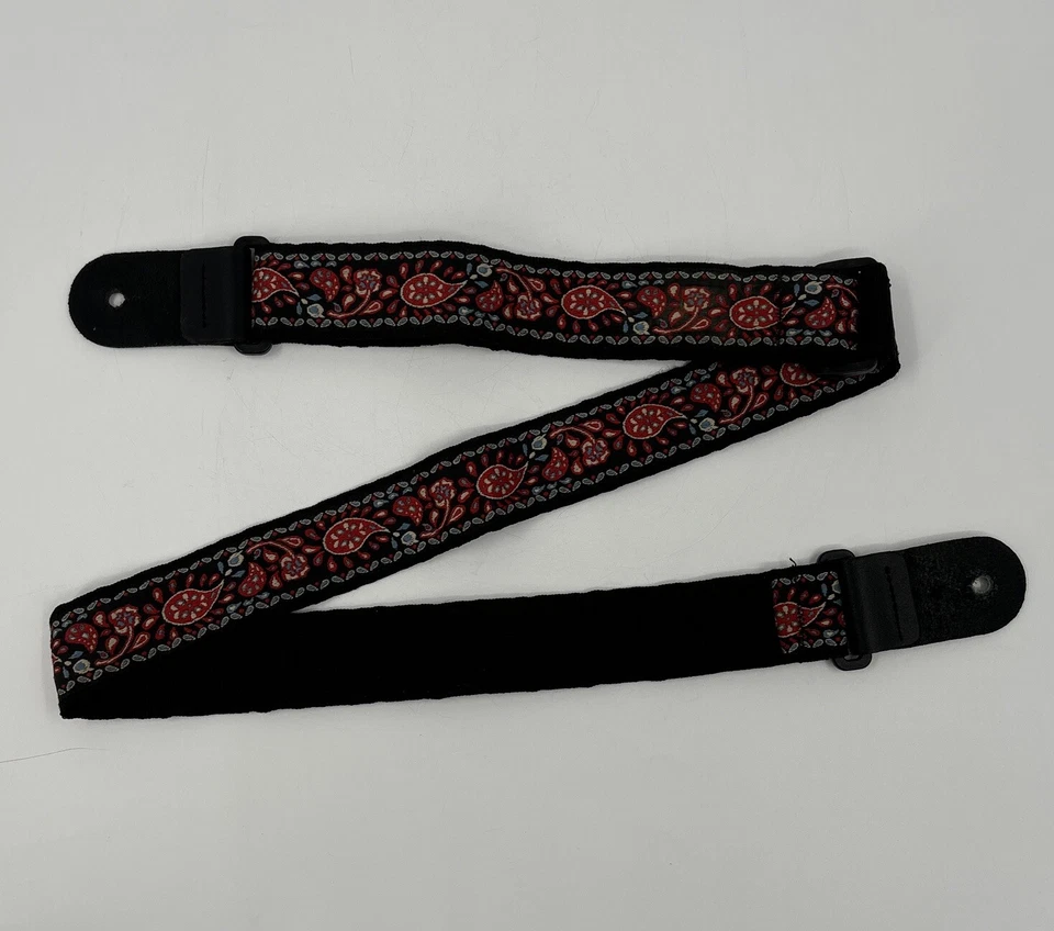 Correa de guitarra tejida Planet Waves tela con cuero rojo estilo cachemir 42 pulgadas Foto 3 de 4