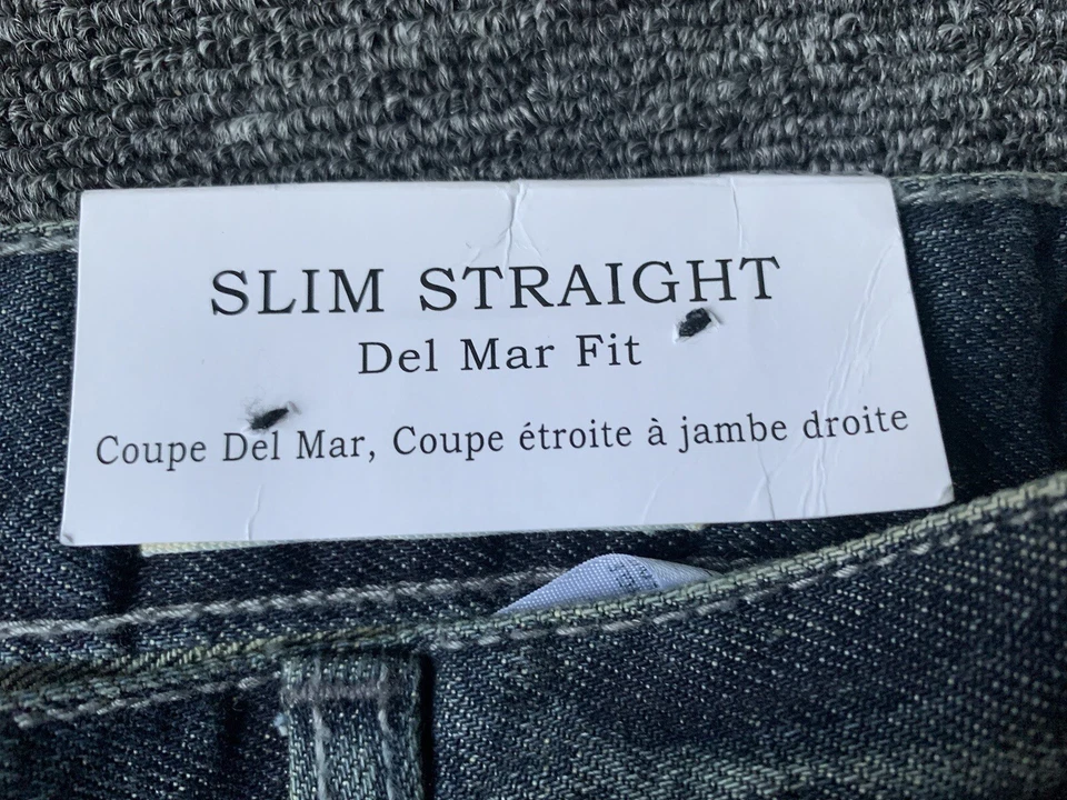 Guess Jeans Mens Slim Straight Del Mar Fit 34x34 Blue Denim Fade Distressed - Image 3 of 4