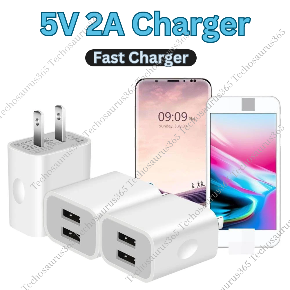 USB Charger Wall Plug Charger Dual Block Adapter Cube For iPhone 14 13 12 11 7 8
