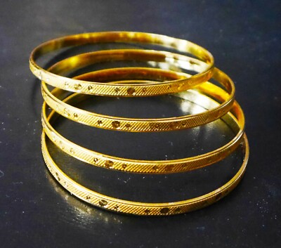 Übergröße Damen Gelbgold plattiert großer Armreif Armband Set 2,10 & 2,12