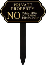Private Property No Trespassing No Soliciting No Loitering Sign 7.09 x 3.54 Inch