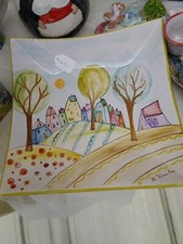 Centrotavola quadrato ceramica dipinta a mano . 