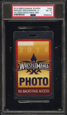 2014 WrestleMania 30 Undertakers Streak Ends Photo Pass Badge PSA Ticket Stub