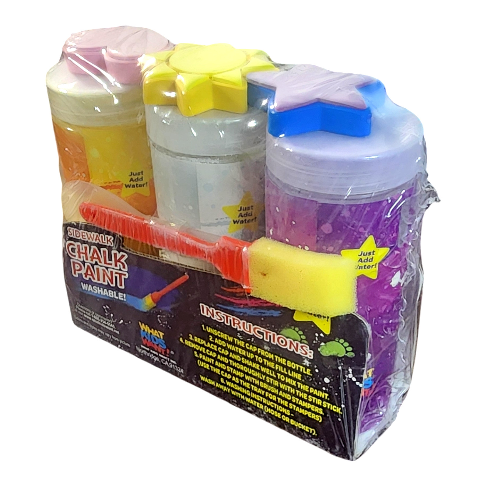 What Kids Want Sidewalk Chalk Paint Powder 3 Packs Purple, White & Yellow New