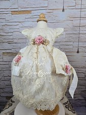 Free Shipping  Baptism Dress, Christening Gown, Baby Girl Beige Dress