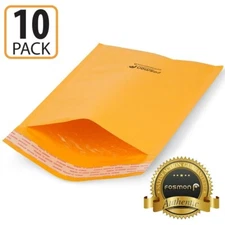 Fosmon #0 6.5 x 10, 10 Pack Wide Kraft Bubble Mailer Padded Envelope Fit CD DVD