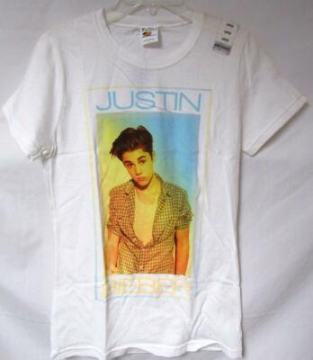 Justin Bieber Womens Large Screen Printed Justin Plaid Shirt T