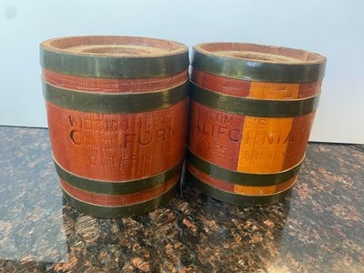 Rare Antique Widdicombe's California Dates in Brandy Wooden Barrel Containers