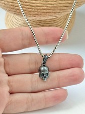 David Yurman Sterling Silver Small Skull Skeleton Pendant with 20" Box Chain