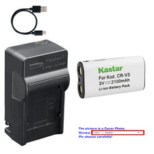 Kastar Battery AC USB-C Charger for CR-V3 Kodak CX6230 CX7530 DX4530 Z710 Z650