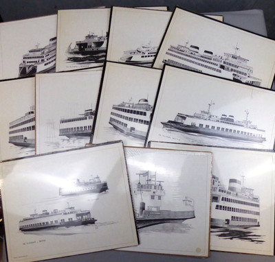 1977 Washington State Ferry Fleet Prints WSF Associates Sanislo Vintage Choice