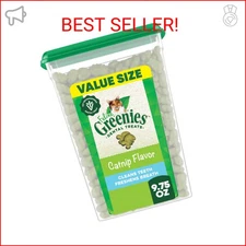 Greenies Feline Adult Dental Cat Treats, Catnip Flavor, 9.75 oz. Tub