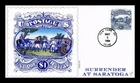 DR JIM STAMPS US COVER SURRENDER AT SARATOGA $1 FDC SCOTT 2590 HAND COLORED