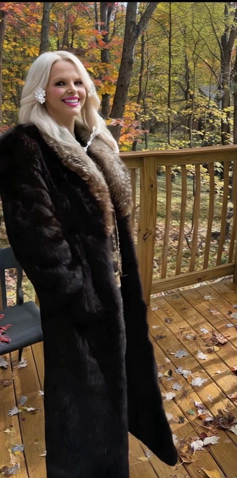 Abrigo largo SagaMink negro L Foto 3 de 4