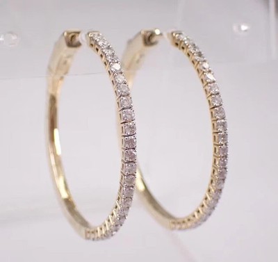 2Ct Round Cut Lab-Created Diamond Huggie Hoop Earrings In 14k Yellow Gold Plated
