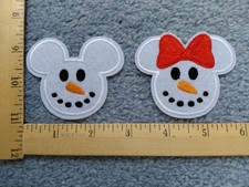 LOT OF 2 DISNEY MINNIE AND MICKEY SHOW MAN FACE IRON ON PATCHES free shipping