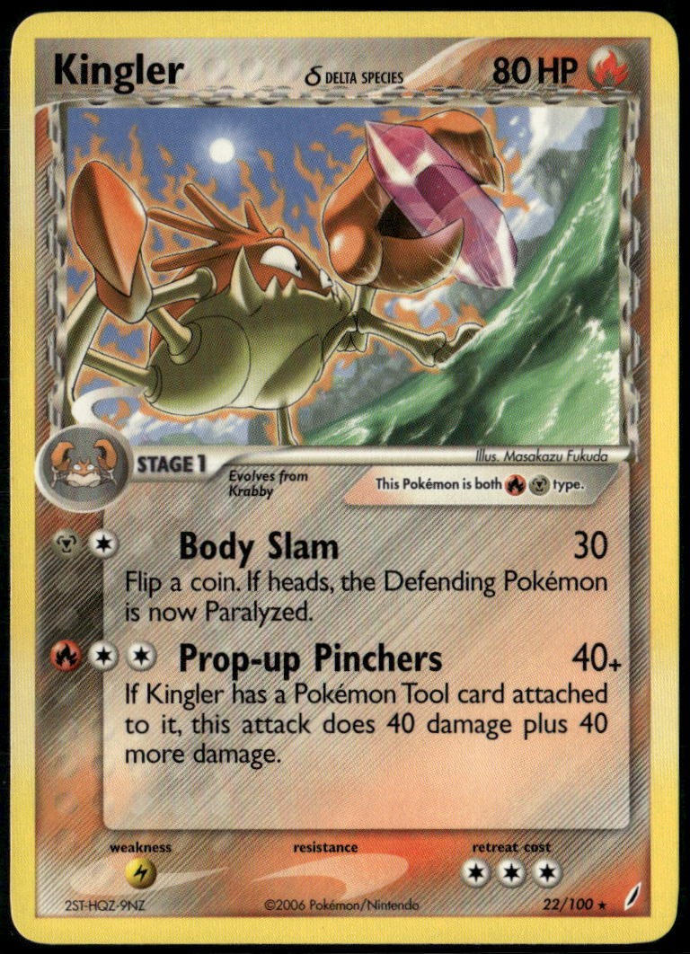 Kingler 22/100 Rare Crystal Guardians LP Pokemon Card
