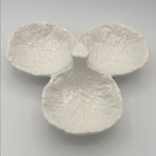 Olfaire Triple Leaf White Ceramic Cabbage Serving Dish