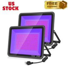 2 Pack 300W LED Black Light,Black Flood Light Outdoor with Plug and Switch