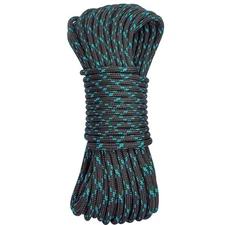 8mm Accessory Cord Rope Double Braid Pre Cut CE/UIAA Black 50ft 8mm