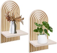 Byzesty 2 StüCk Wandregal Holz, Boho Holz Regenbogen Wandregale HäNgeregal Boho